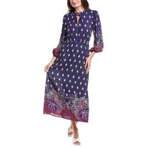 Garrie B Womens  Balloon Sleeve Midi Dress, Blue